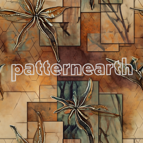 Abstract Botanical Artwork With Seamless