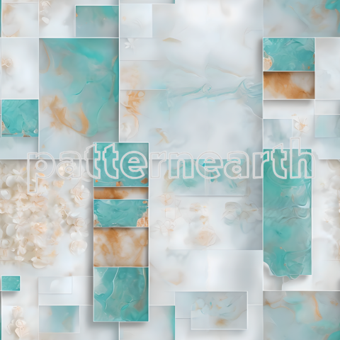 Abstract Aqua And Turquoise Square Pattern